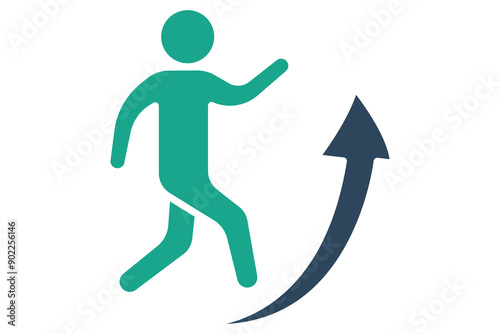 Career icon. people with arrow. icon related to advance . solid icon style. business elements vector illustration