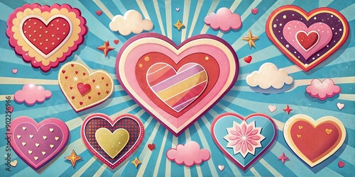 Valentine heart love images retro background
