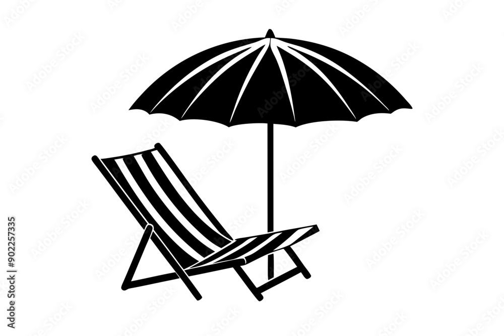 Summer Vacation Beach chair and umbrella Vector Silhouette
Summer Vacation Beach chair and umbrella Vector Silhouette
