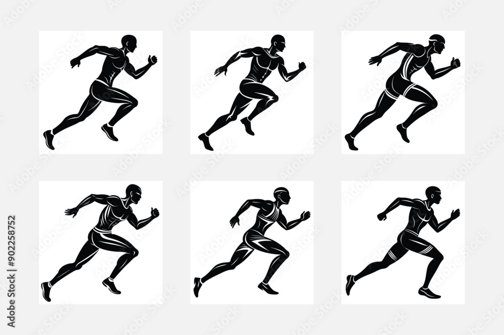 Man run silhouette white background artwork set for motivational themes
Man run silhouette white background artwork set for motivational themes