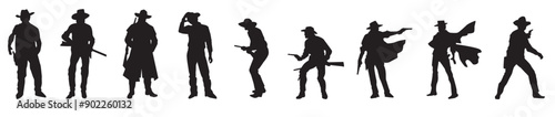 cowboy with a gun people silhouette 