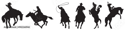 cowboy riding in horse people silhouette
