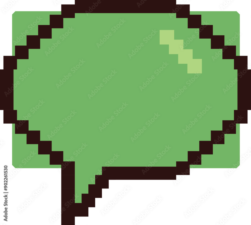 Pixel art speech bubble is conveying a message, indicating communication