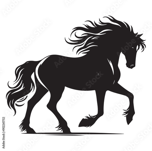 Racing horse running, Silhouette Vector