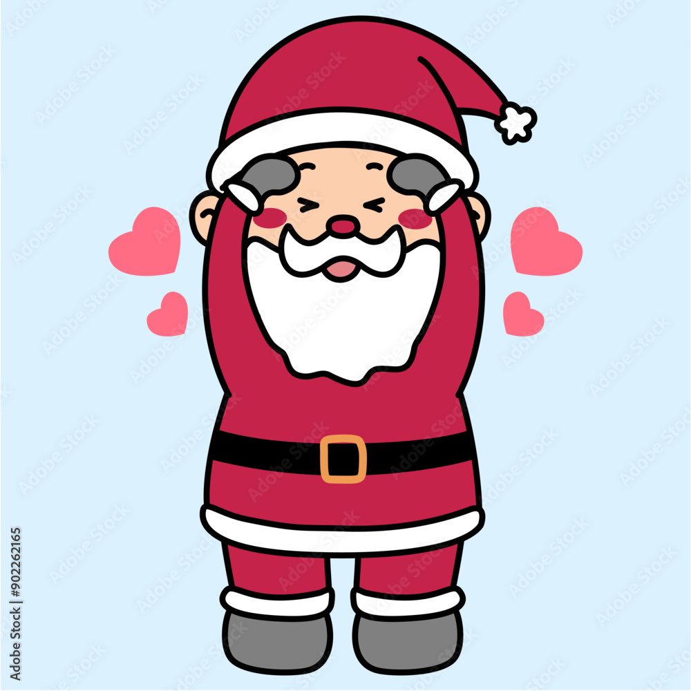Christmas vector Illustration cartoon of santa claus making heart shape for love sign, isolated on light Blue background Christmas vector Illustration cartoon of santa claus making heart shape for love sign, isolated on light Blue background