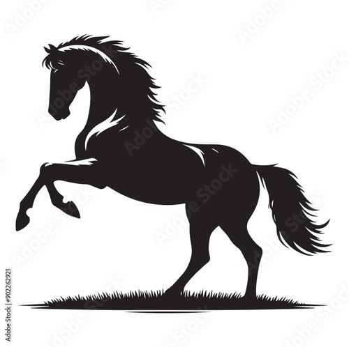 Racing horse running, Silhouette Vector