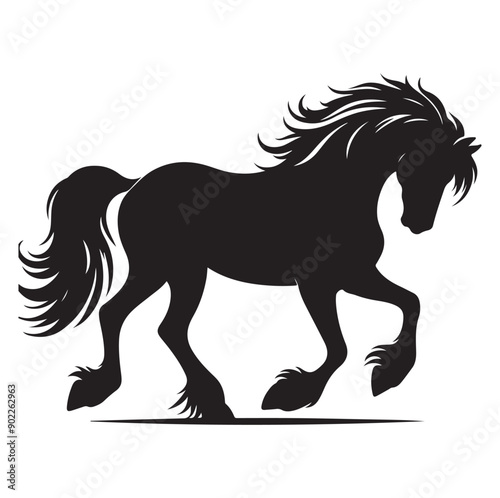 Racing horse running, Silhouette Vector