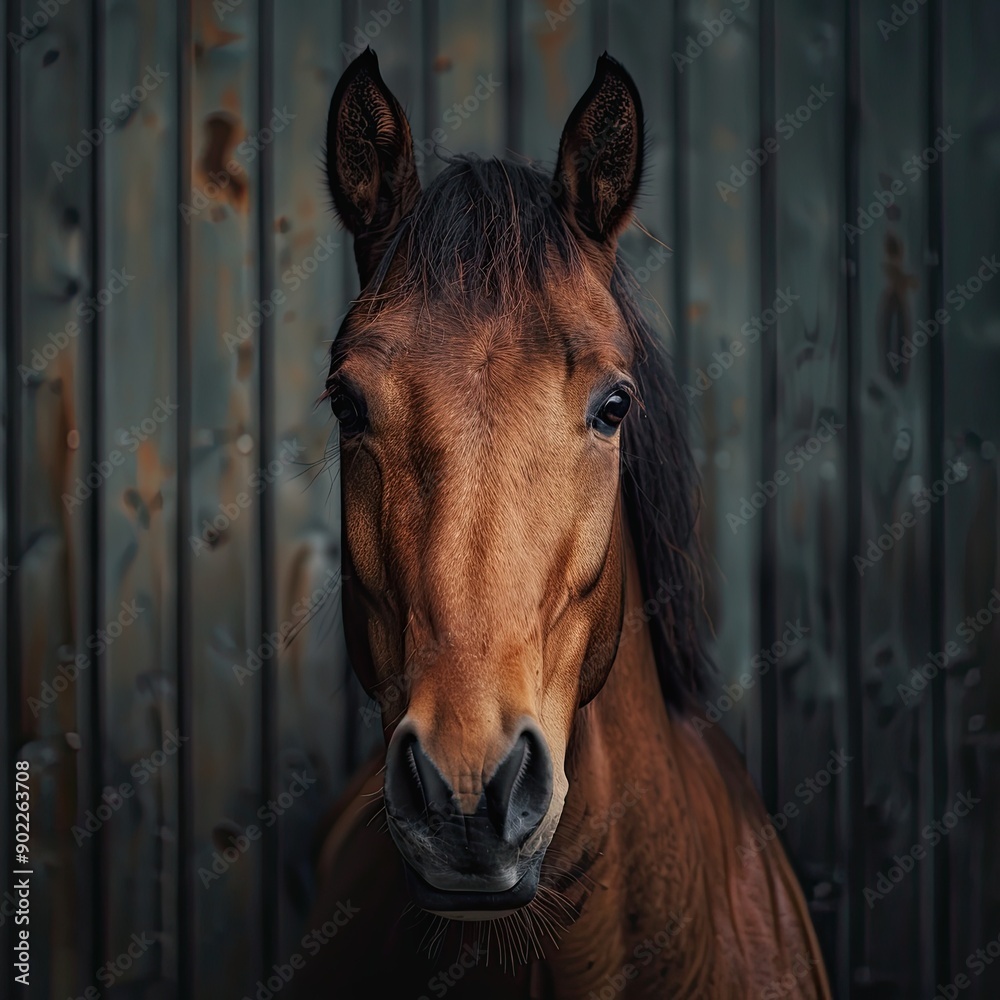 Fototapeta premium horse isolated on metal background