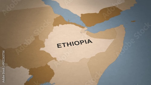 Old Paper Map of Ethiopia photo