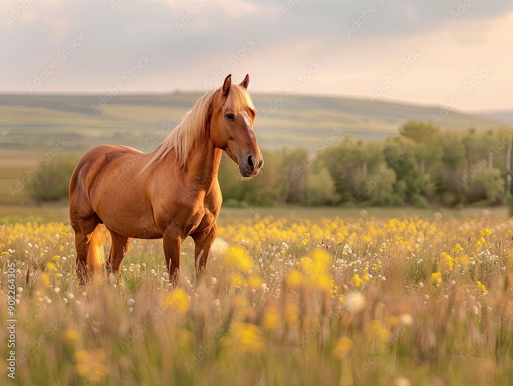 Obraz premium horse isolated on spring background