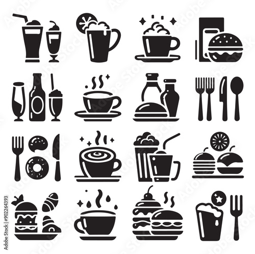 Set of Cafe icons restaurant icon food and drink icon vector