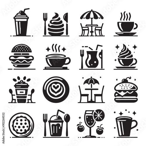 Set of Cafe icons restaurant icon food and drink icon vector