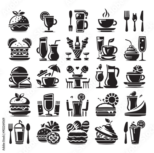 Set of Cafe icons restaurant icon food and drink icon vector