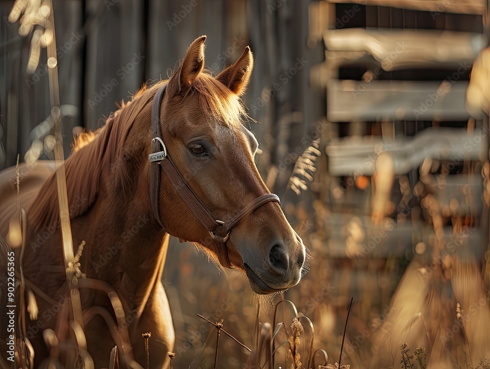 Fototapeta premium horse isolated on wooden background
