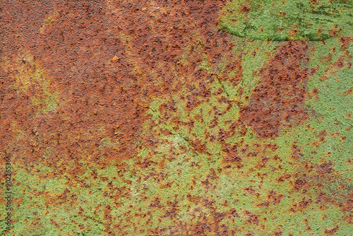 fondo abstracto de la vieja placa de metal con óxido y pitura verde