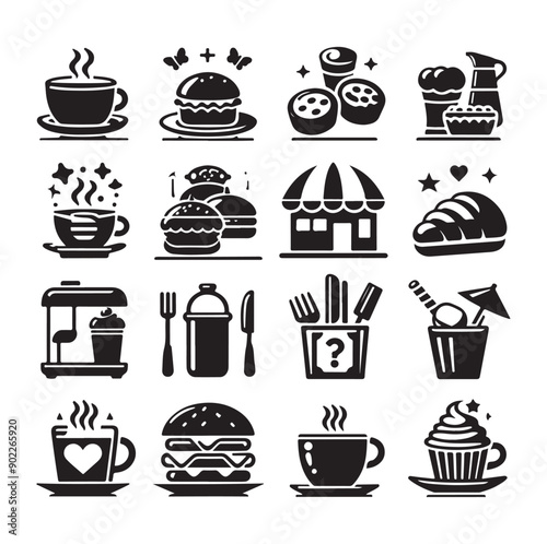 Set of Cafe icons restaurant icon food and drink icon vector