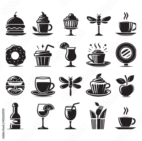 Set of Cafe icons restaurant icon food and drink icon vector
