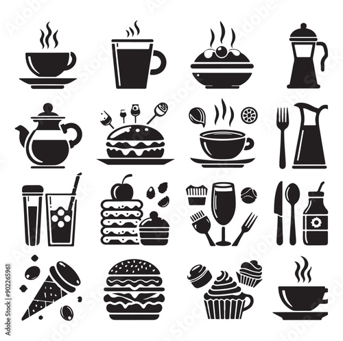 Set of Cafe icons restaurant icon food and drink icon vector