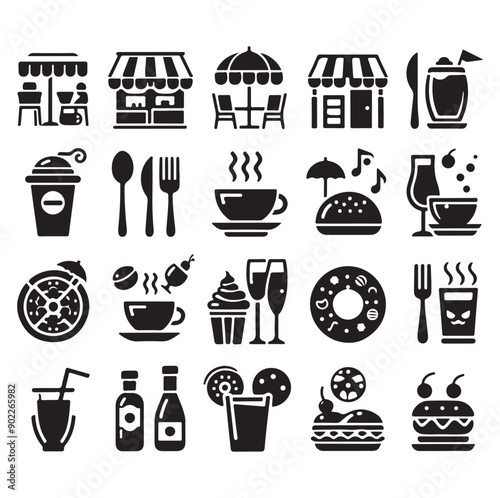 Set of Cafe icons restaurant icon food and drink icon vector