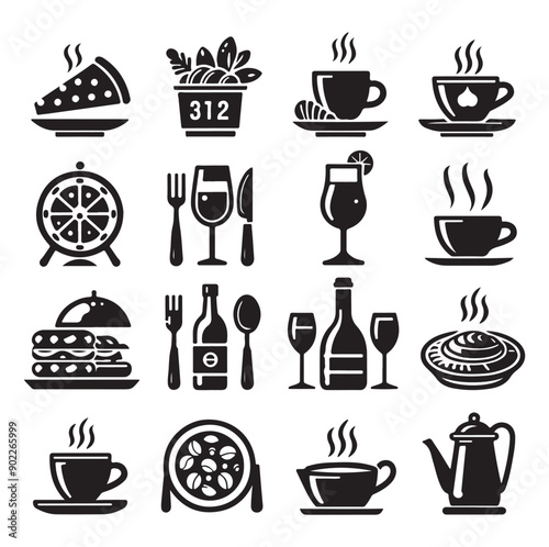 Set of Cafe icons restaurant icon food and drink icon vector