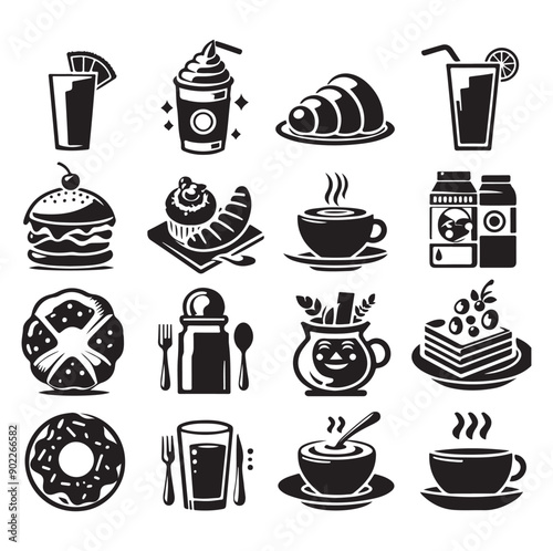 Set of Cafe icons restaurant icon food and drink icon vector