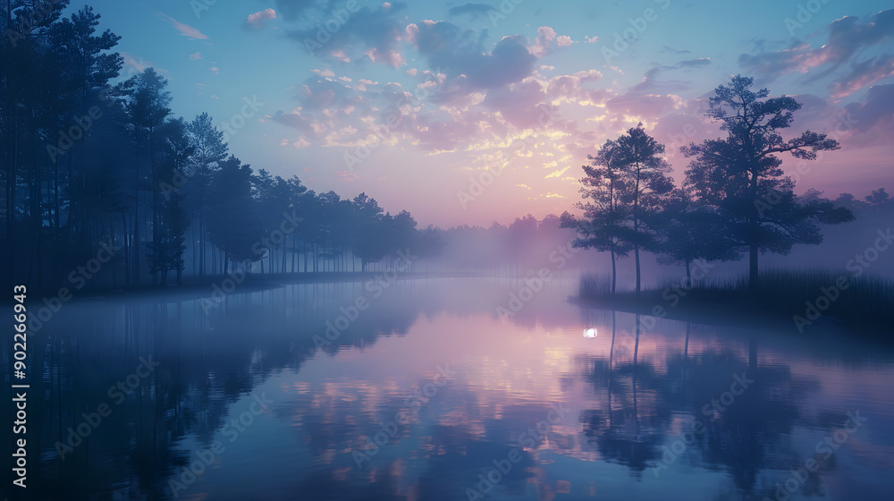 Tranquil Lakeside Dawn: A Serene Reflection of Nature's Morning Beauty Tranquil Lakeside Dawn: A Serene Reflection of Nature's Morning Beauty