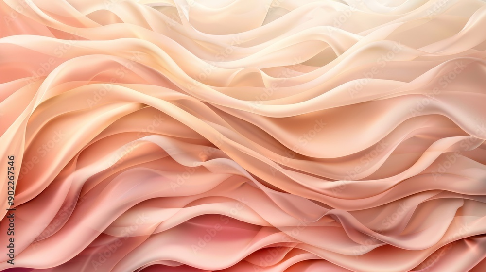 Fototapeta premium Abstract Peach and Cream Flowing Waves Background