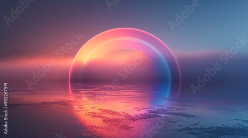 6. "A minimalist image with a white background showcasing a soft, gradient rainbow arching gently, positioned in the center