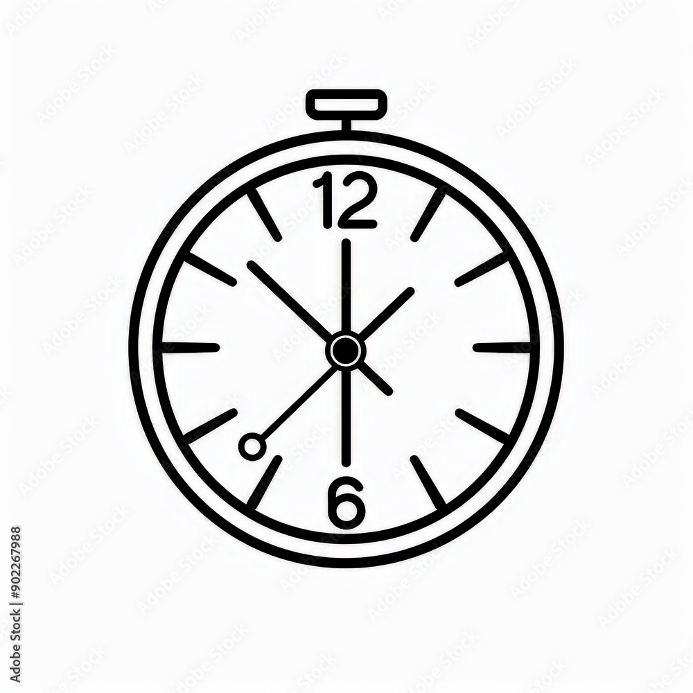 clock icon - simple black line art illustration
clock icon - simple black line art illustration