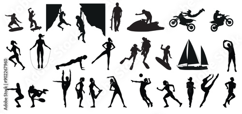 collection of extremes sports collection of different sports silhouette 