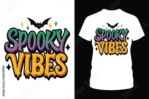 Spooky Vibes T-Shirt Design – Perfect for Halloween.