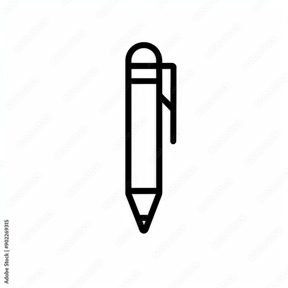 pencil icon - simple black line art illustration
