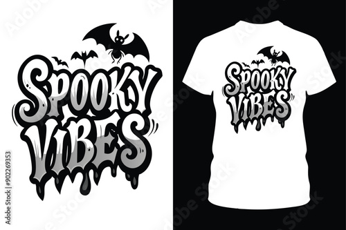 Spooky Vibes T-Shirt Design – Perfect for Halloween.