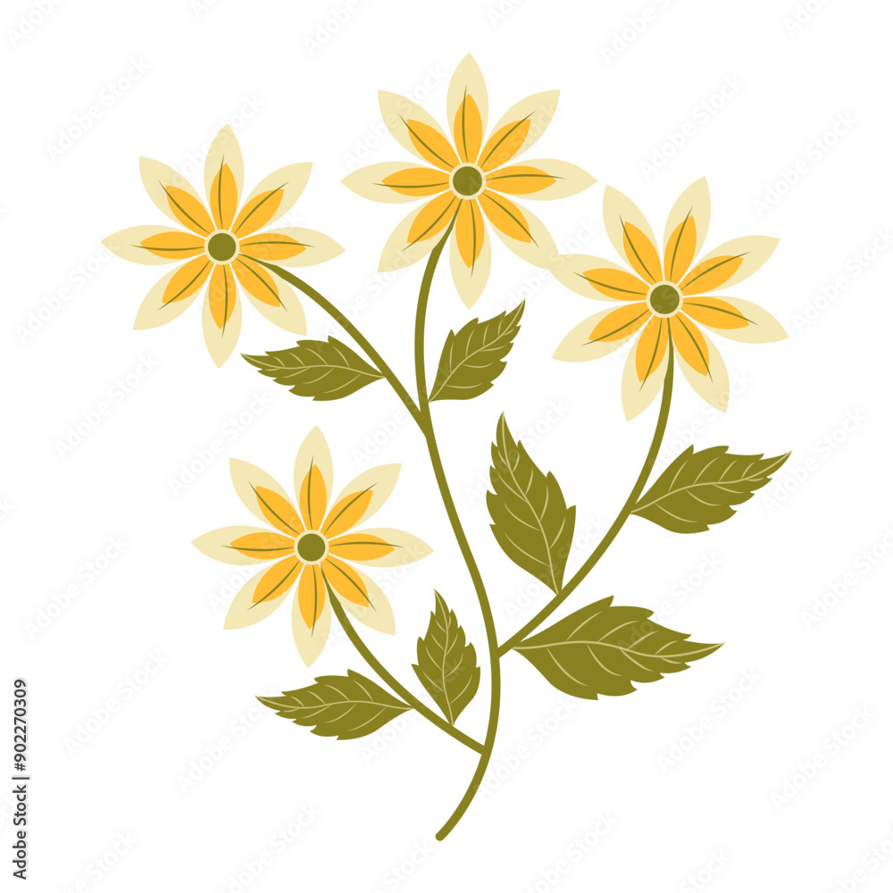 Flat Illustration of Spring Flower. Isolated on White Background. Vector Cartoon Illustration Flat Illustration of Spring Flower. Isolated on White Background. Vector Cartoon Illustration