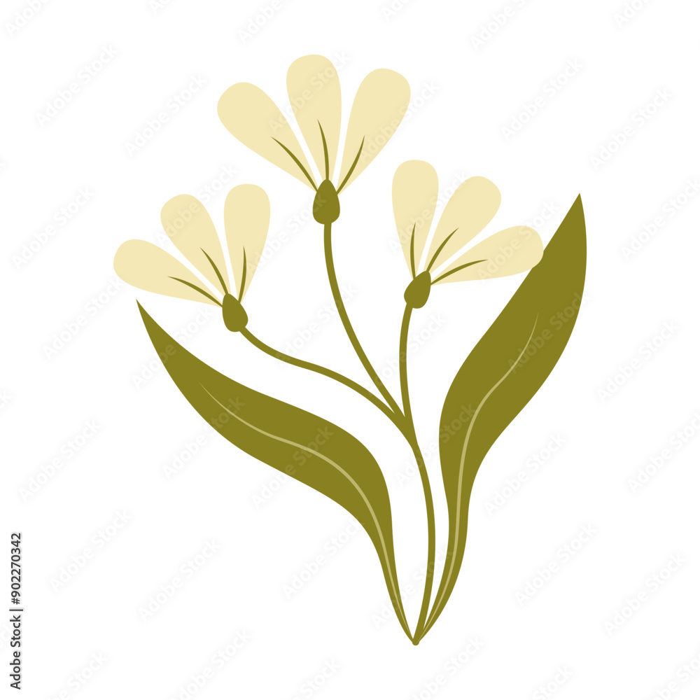 Obraz premium Flat Illustration of Spring Flower. Isolated on White Background. Vector Cartoon Illustration
