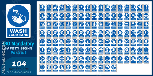 104 set ISO mandatory safety signs V101 size a4/a3/a2/a1