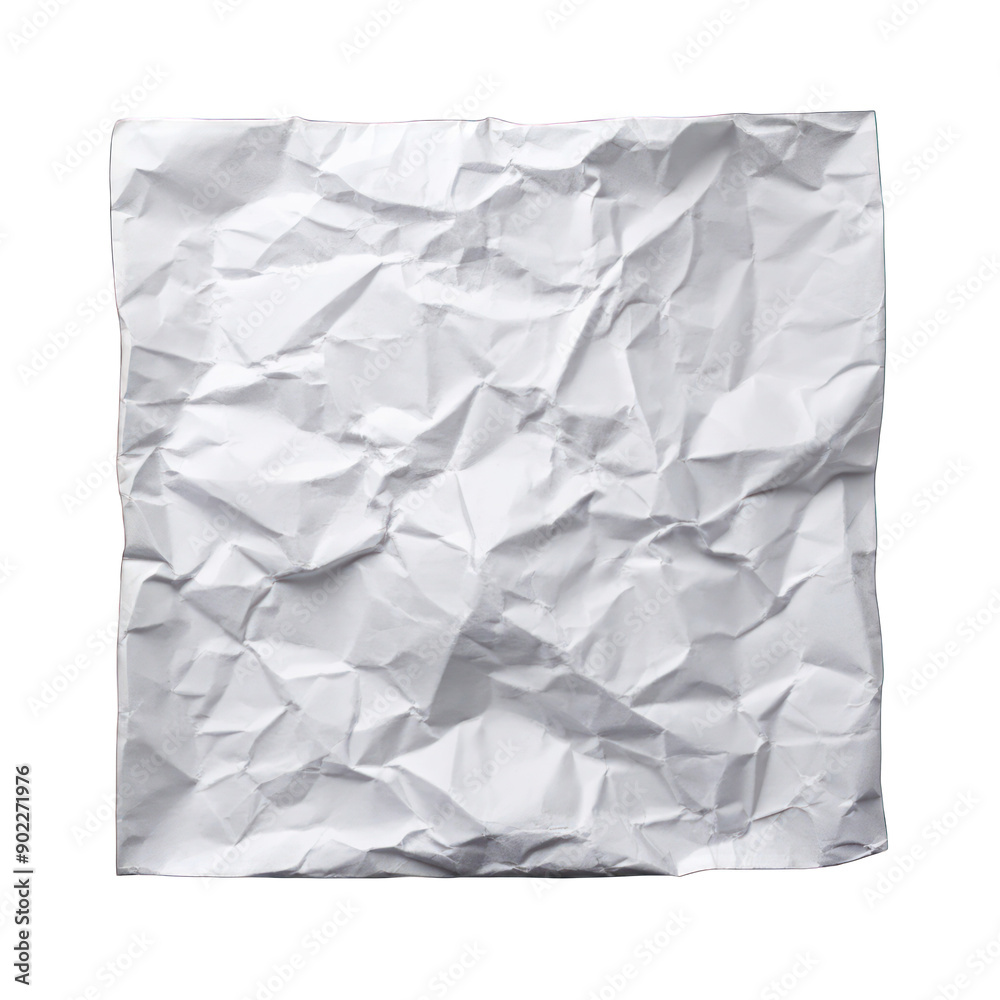 Blank white crumpled squared paper sheet on transparent background Blank white crumpled squared paper sheet on transparent background