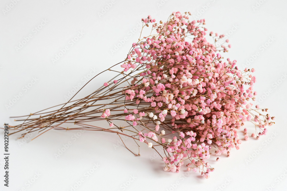 Fototapeta premium a bunch of pink flowers on a white surface