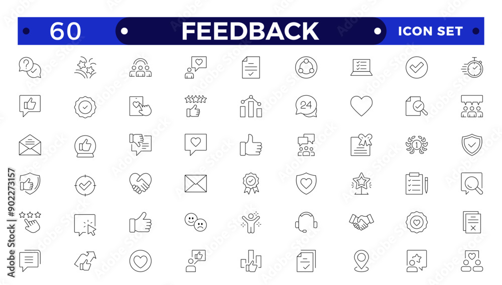 Feedback Outline Icon Collection. Thin Line Set contains such Icons as Rating, Testimonials, Quick Response, Satisfaction and more. Simple icon set. Feedback Outline Icon Collection. Thin Line Set contains such Icons as Rating, Testimonials, Quick Response, Satisfaction and more. Simple icon set.