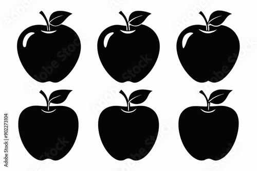 Apple vector silhouette set, apple icon set

