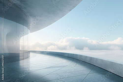 Concrete outdoor square building,Empty architectural background.
