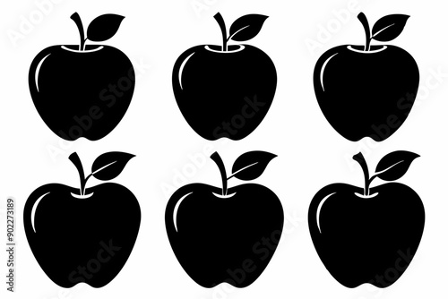 Apple vector silhouette set, apple icon set

