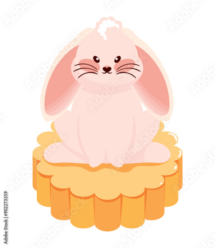 cute jade rabbit and delicious mooncake