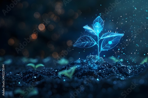 Glowing Plant in the Night