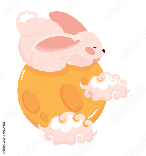 jade rabbit and full moon at mid autumn festival