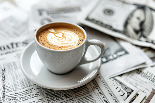 a cup of coffee on a saucer on a table