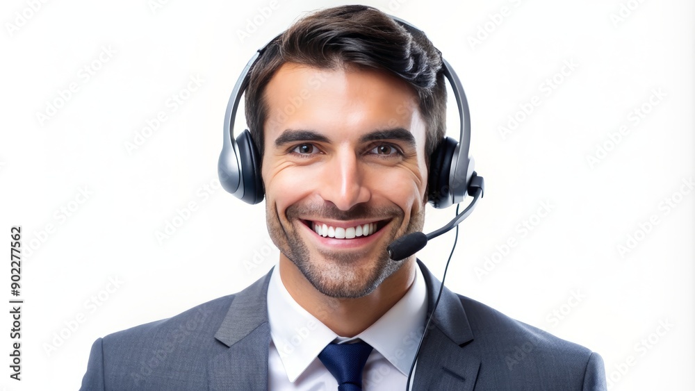 Friendly customer service representative wearing headphones, smiling while assisting clients, depicted in a isolated PNG image, ideal for technical support and consultant agent visuals. Friendly customer service representative wearing headphones, smiling while assisting clients, depicted in a isolated PNG image, ideal for technical support and consultant agent visuals.