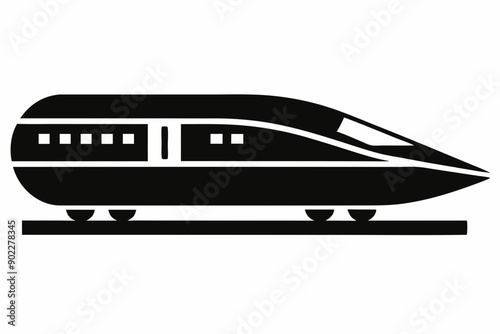 Bullet train vector silhouette, japanes bullet train icon clip art 