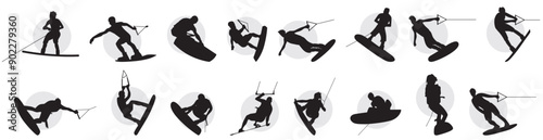 wakeboard extreme sports silhouette