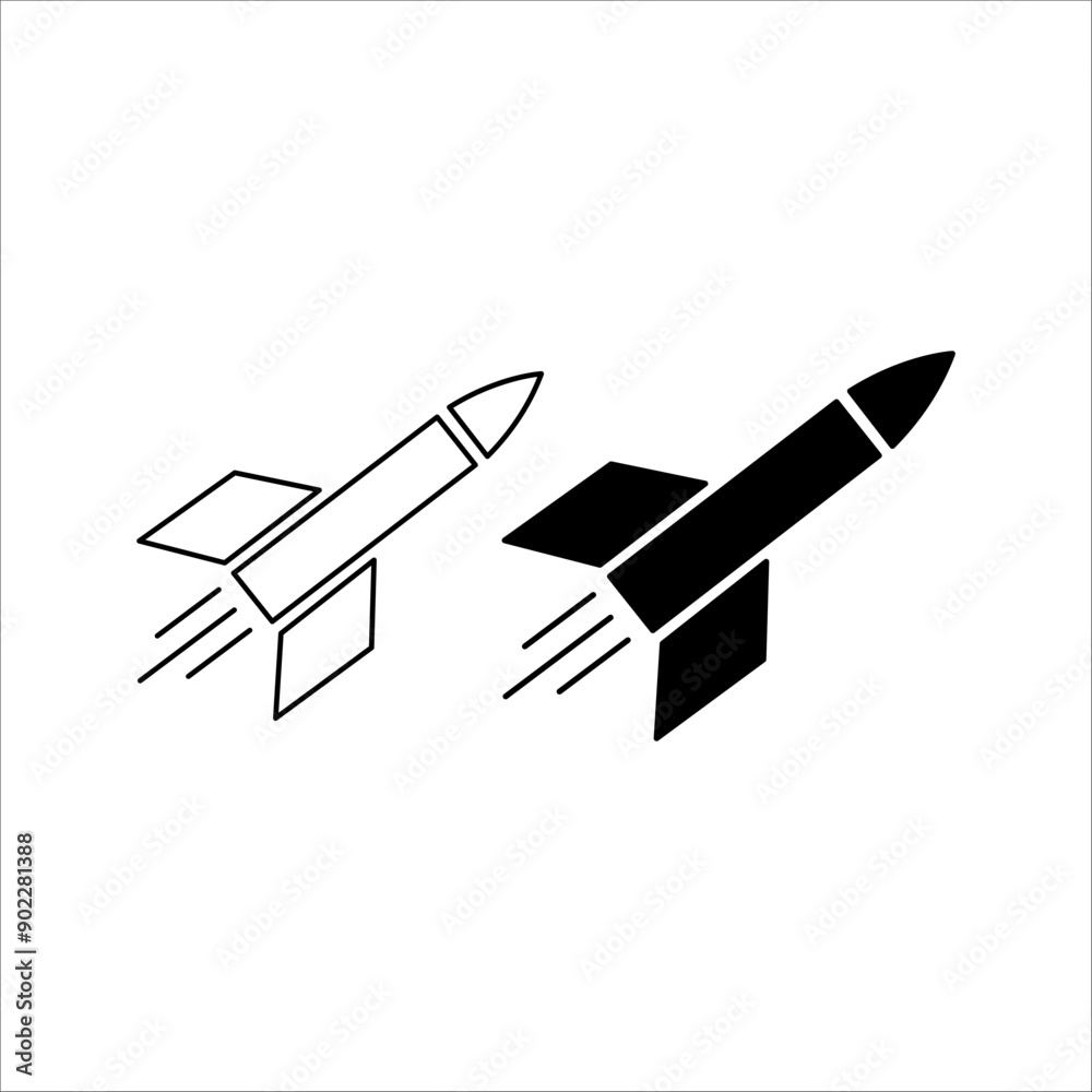 Fototapeta premium Rocket vector icon, Rocket Launched Icon Vector Logo Template Illustration Design.